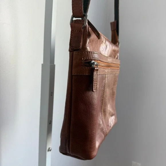 Jack Georges Leather Crossbody Bag Brown Multi‎ Pocket Shoulder Bag Purse